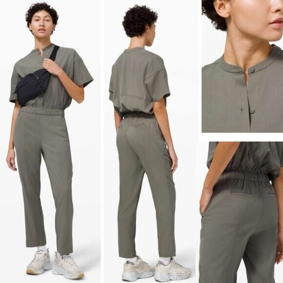 lululemon athletica Pants - LULULEMON Perfectly Poised Jumpsuit Size 6 Grey Sage